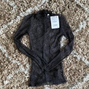 Fishnet mockneck top